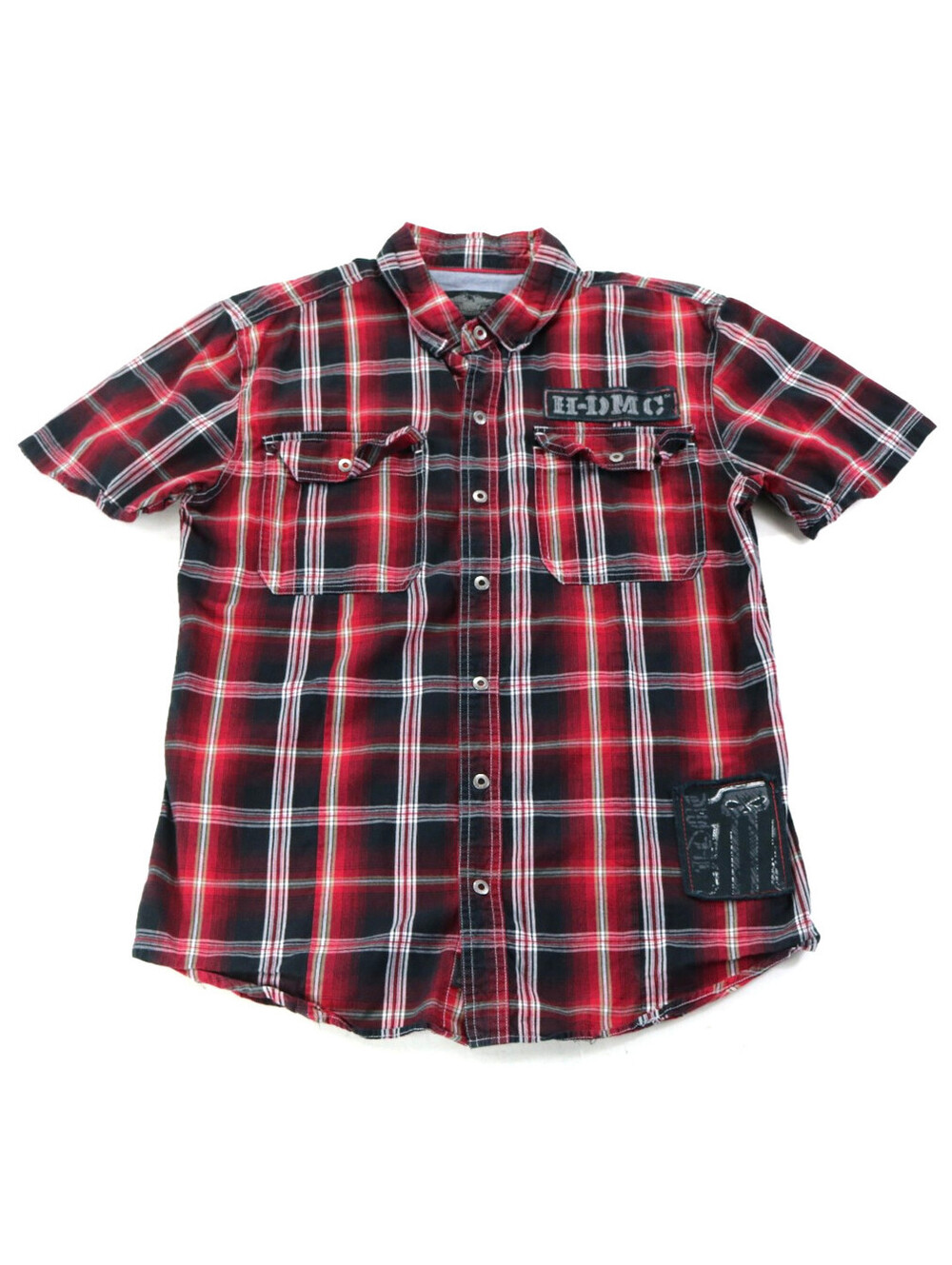 harley davidson shirt M black red gray SS short sleeve snap Willie G #1 H-DMC